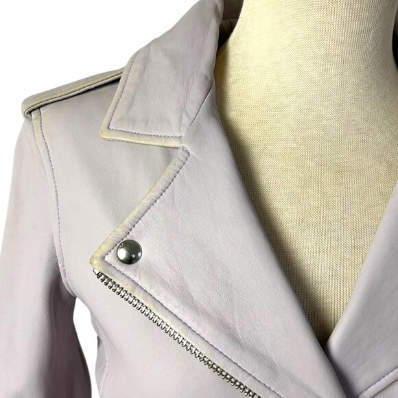 IRO Ashville Motorcycle Jacket Lilac Lavender Lambskin Leather Sz 38/6/S Coat - Picture 8 of 11